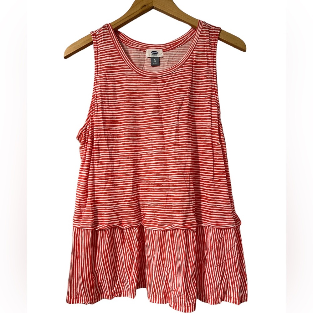 Old Navy Coral & White Peplum Tank